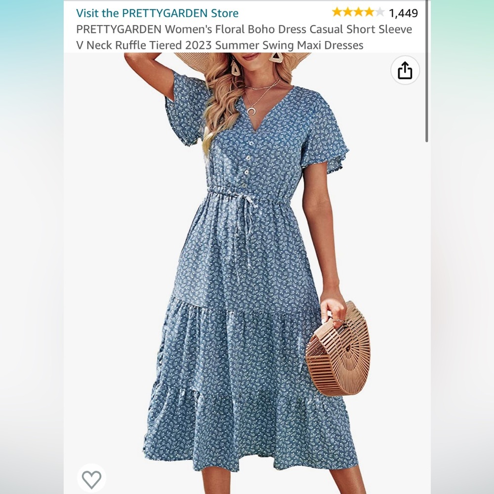 PrettyGarden (Amazon Brand) Blue Floral Dress.